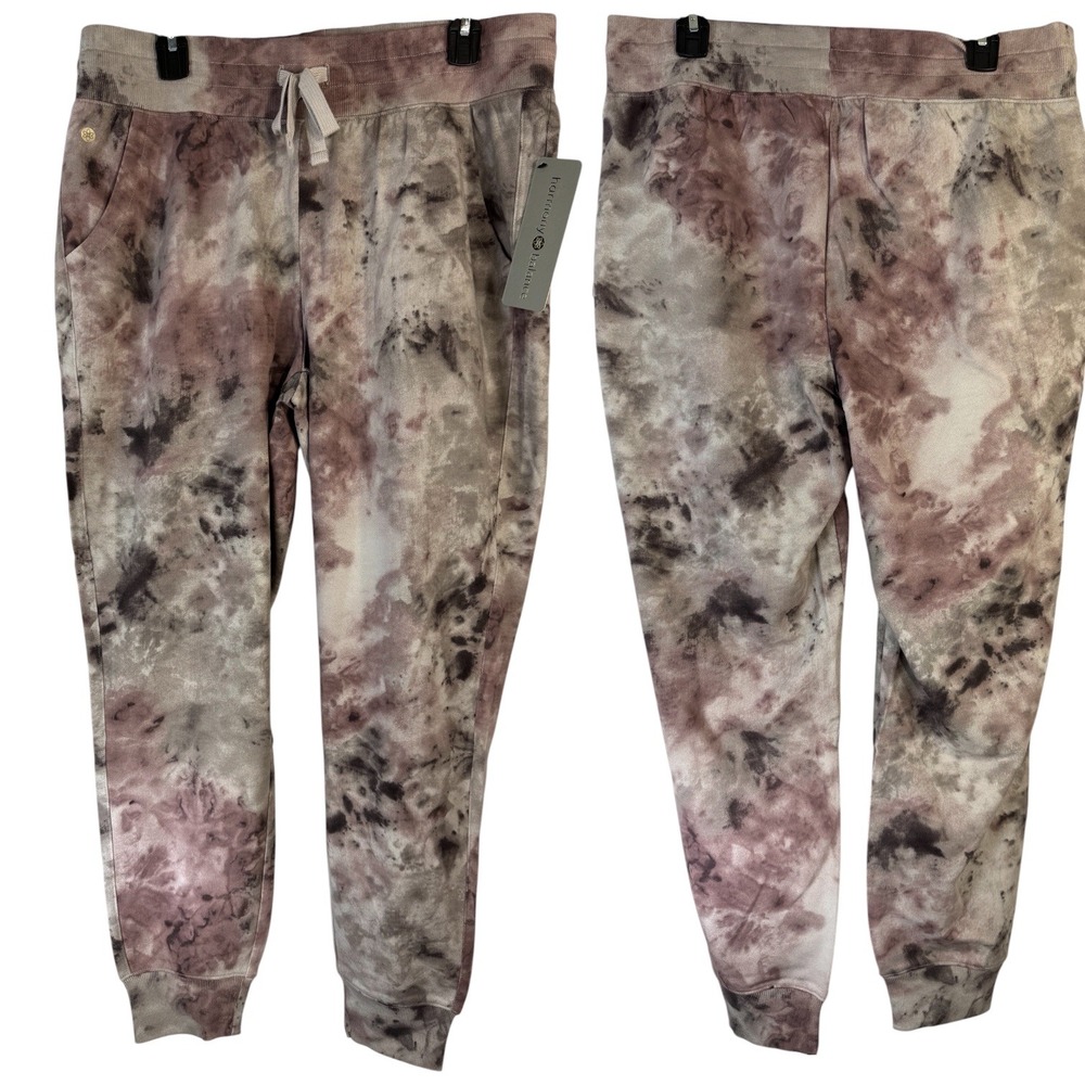 Harmony Balance Women Tie Dye Joggers Mauve Grey Size L NWT Sweatpants